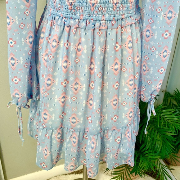 Size XL Simply Southern Smocked Dress Pastel Blue Modest Feminine Ruffle Hem NWT - Picture 11 of 13